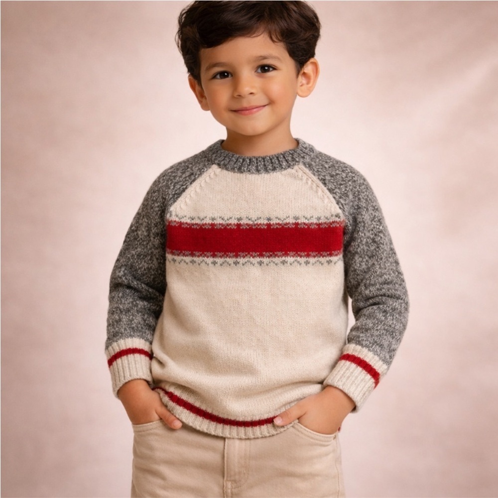 Red and Gray Striped Sweater